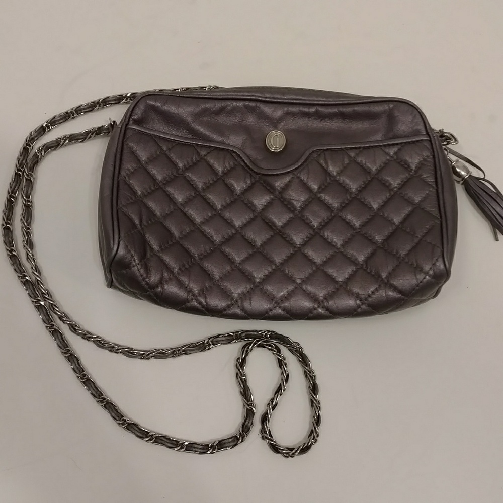 Ganson Crossbody Bag Handbag Purse Mauve Lavender Quilted Leather Long Strap